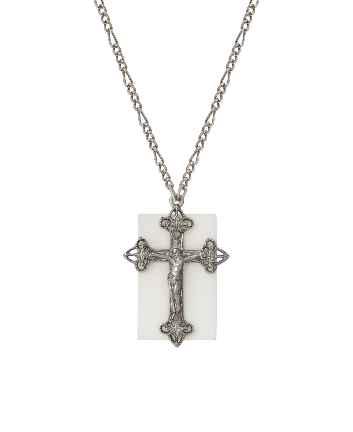 Symbols of Faith Silver Tone Crucifix Pendant Necklace, Womens, Grey Product Image