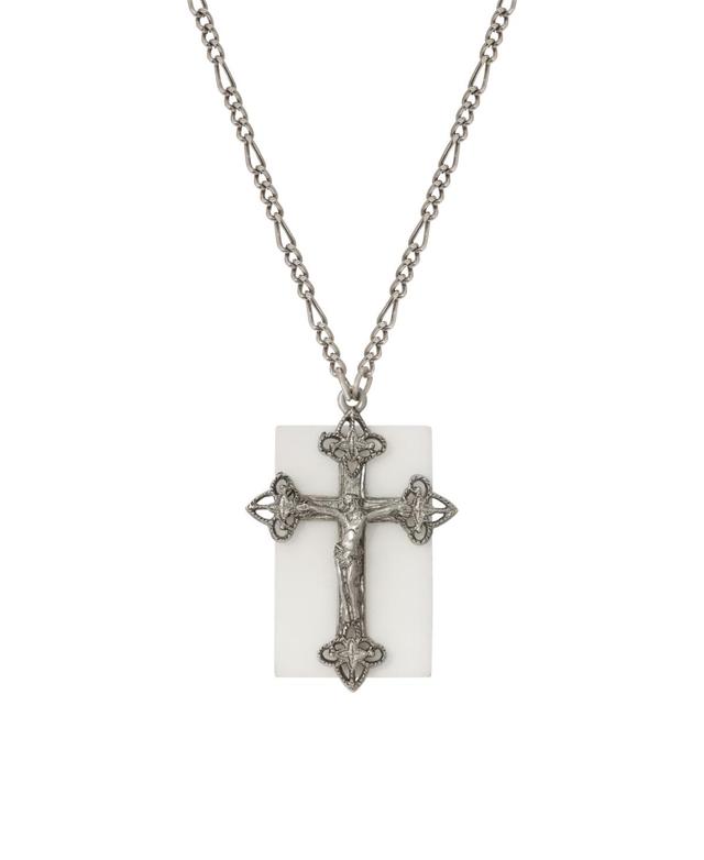 Symbols of Faith Silver Tone Crucifix Pendant Necklace, Womens, Gray Product Image