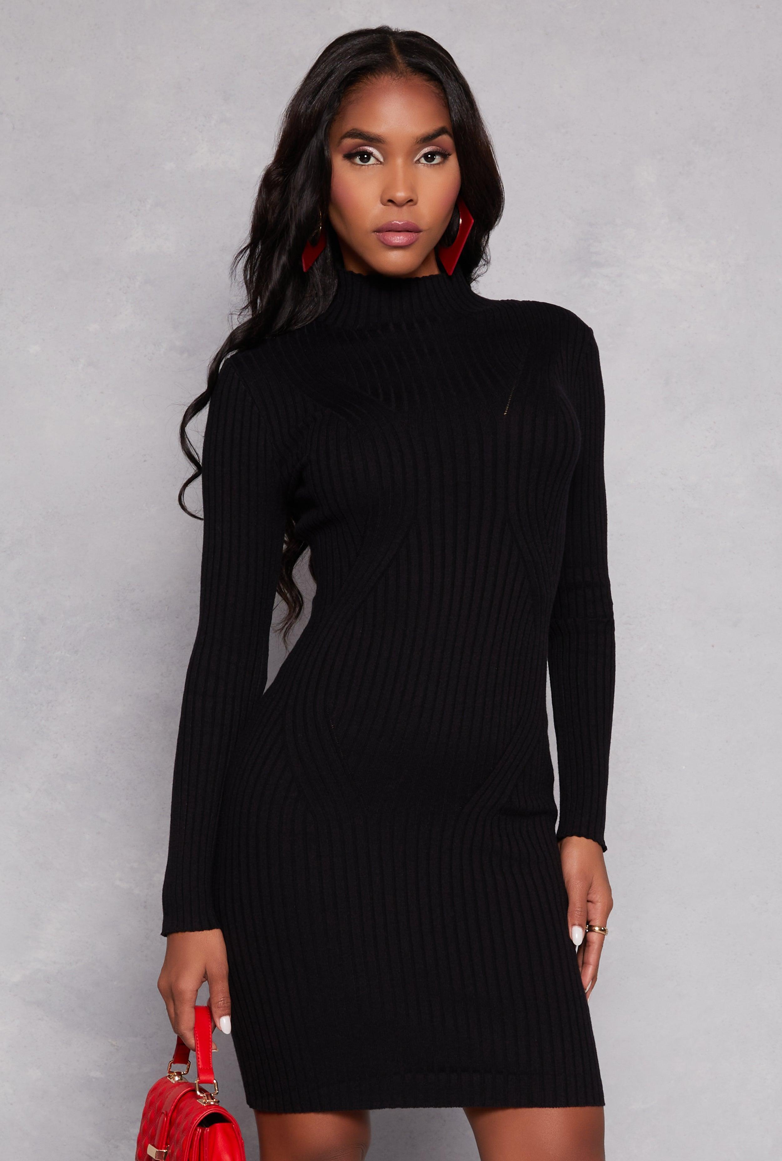 Womens Mock Neck Long Sleeve Sweater Dress product image