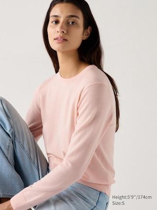 Womens Merino Crew Neck Sweater Pink 2XL UNIQLO US Product Image