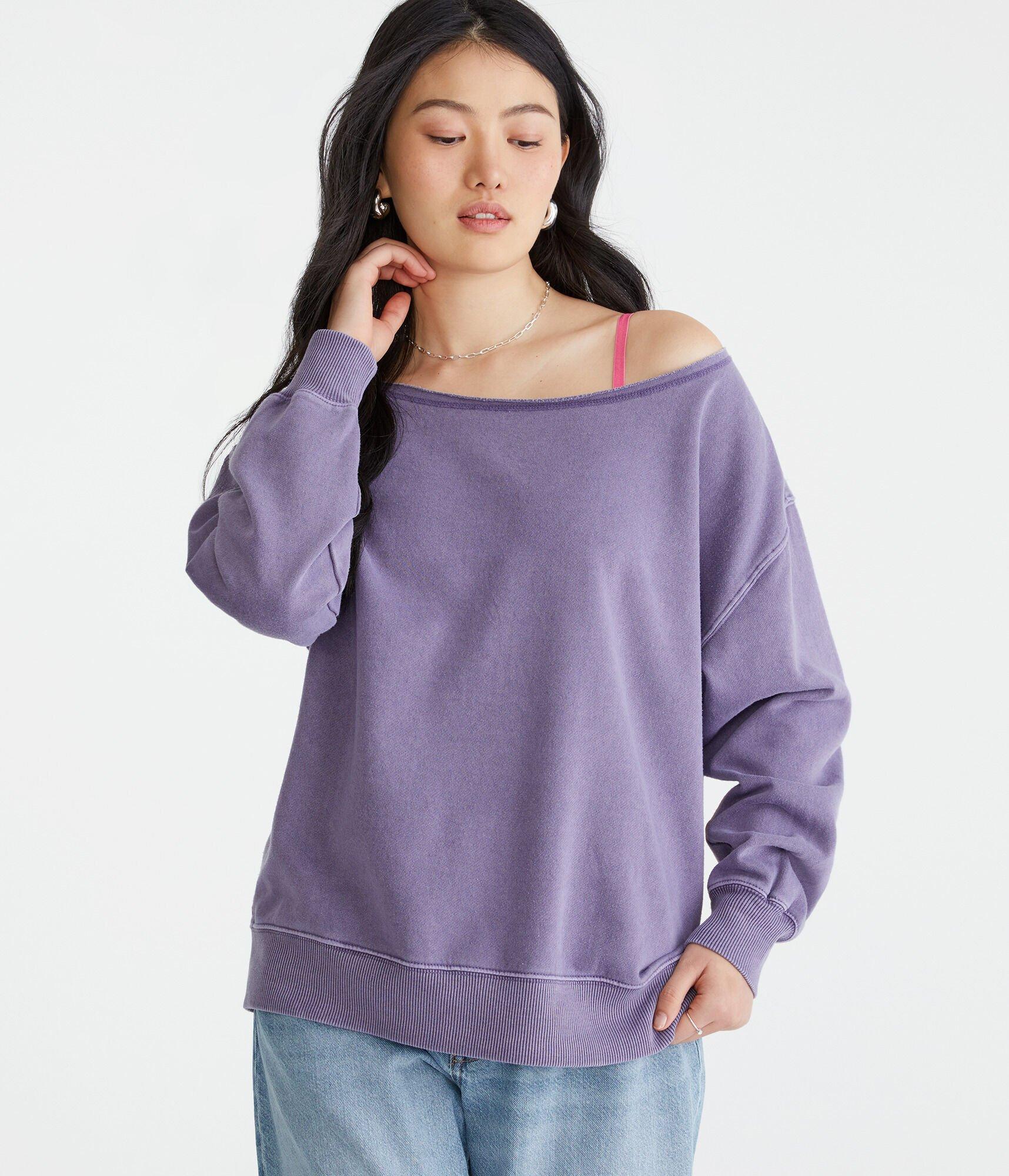 Washed Off-The-Shoulder Sweatshirt Product Image