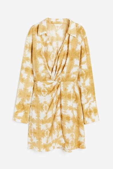 H & M - Twist-detail Shirt Dress - Beige Product Image