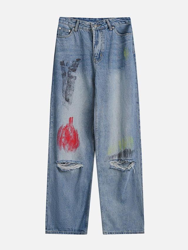 Graffiti Distressed Jeans Female Product Image