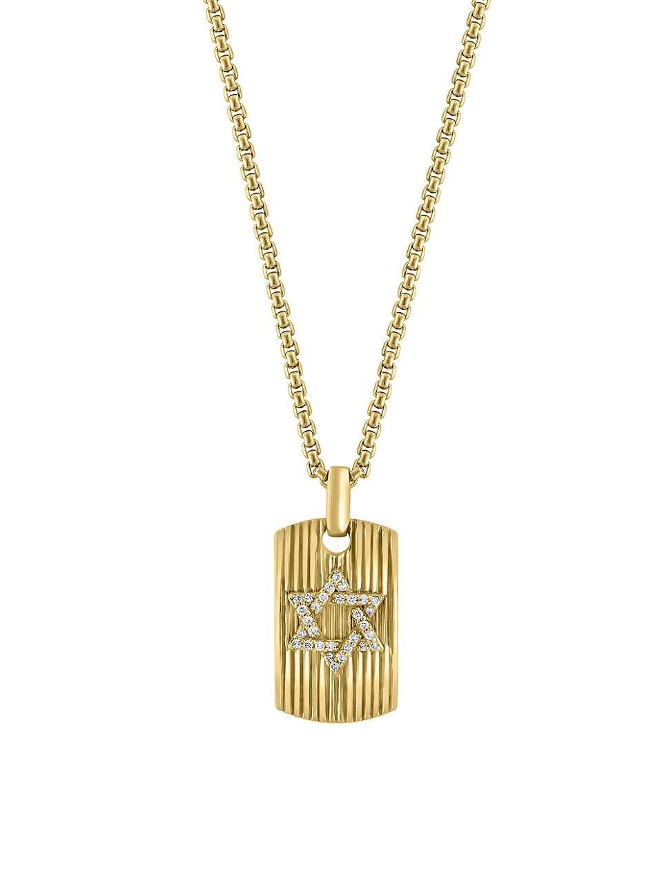 Mens COLLECTION 14K Yellow Gold & 0.15 TCW Diamond Pendant Necklace Product Image