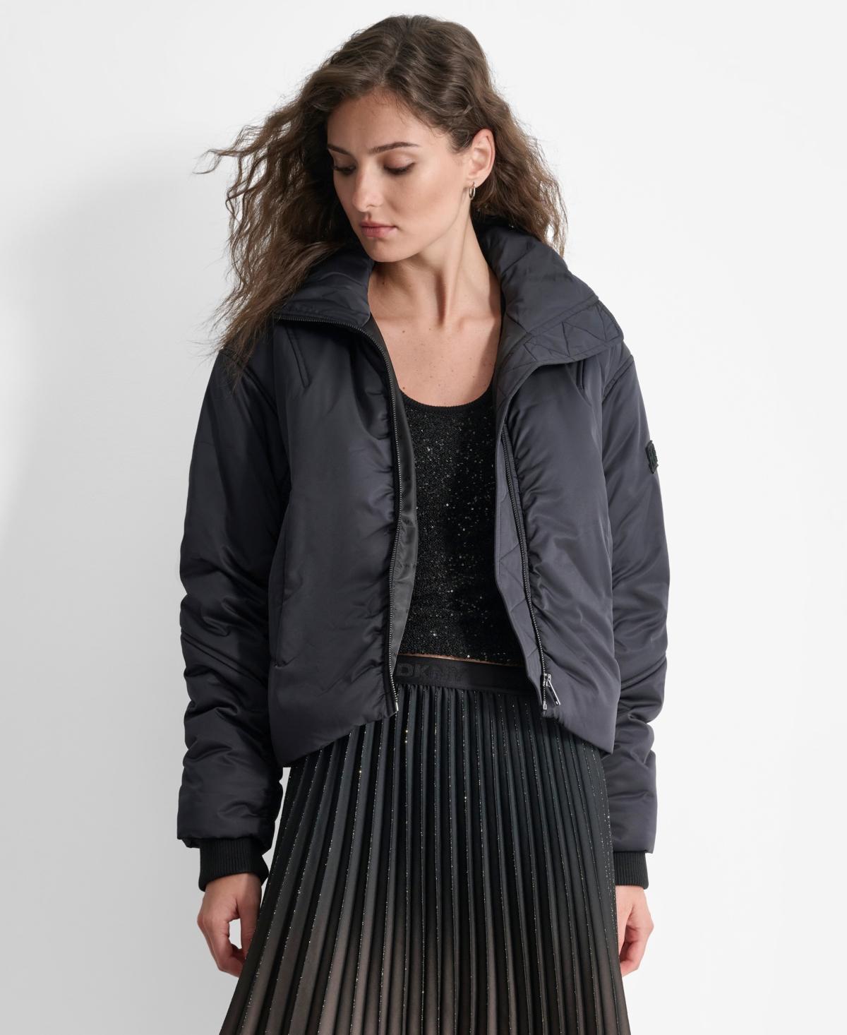 Dkny Womens Ruched Bomber Jacket Product Image