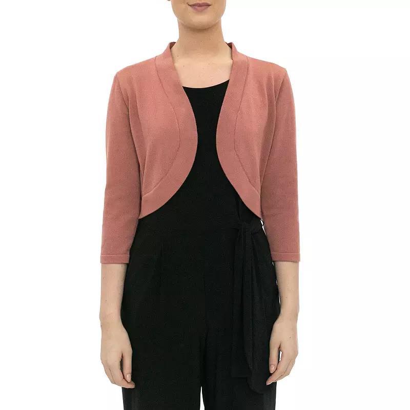 Womens Nina Leonard Classic Three Quarter Sleeve Bolero Crisp Pink Product Image