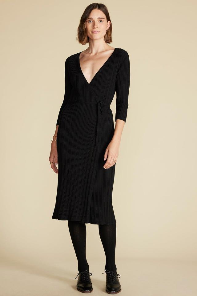 Ila Knit Wrap Dress - Black Product Image