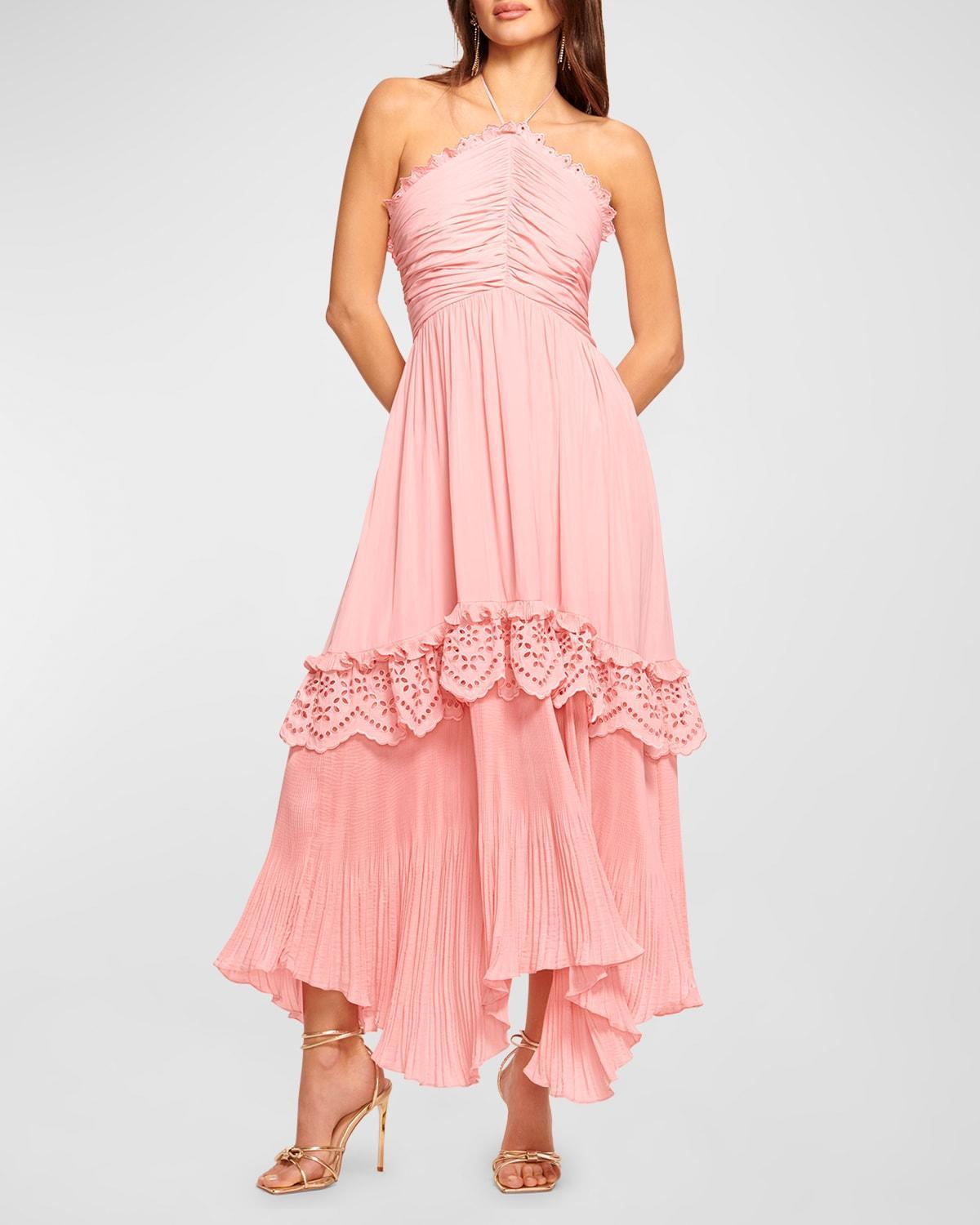 Womens Dulce Pleated Halter Maxi Dress Product Image