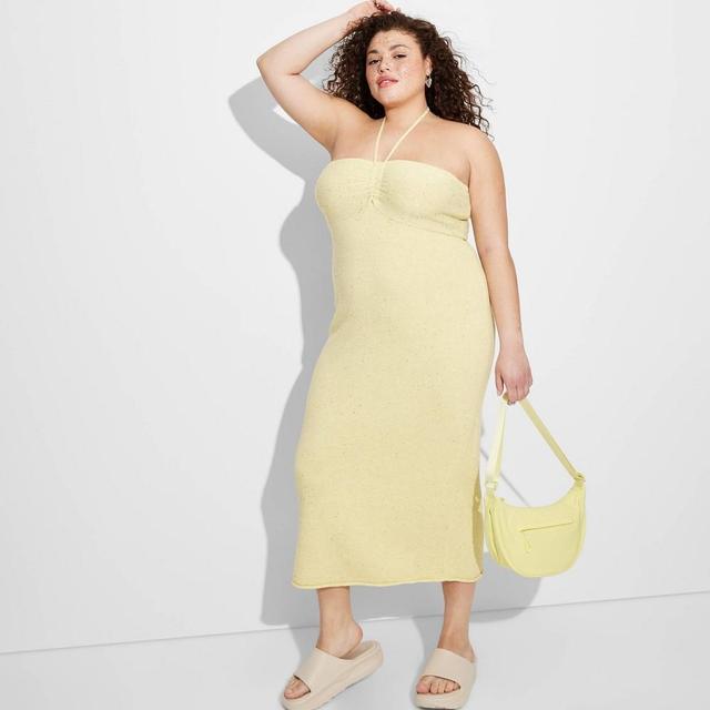 Womens Tube Midi Sweater Dress - Wild Fable Light Yellow 1X Product Image