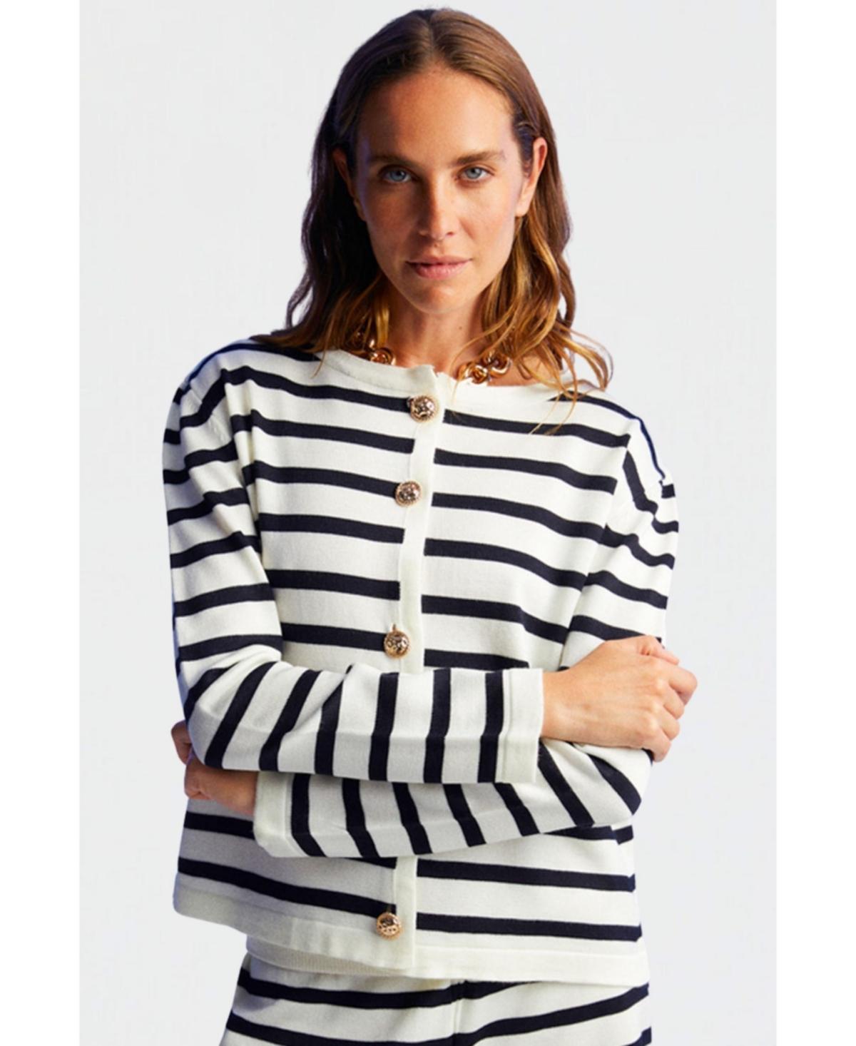 Nocturne Womens Striped Knitwear Cardigan Product Image