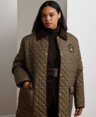 Plus Size Collared Quilted Coat Product Image