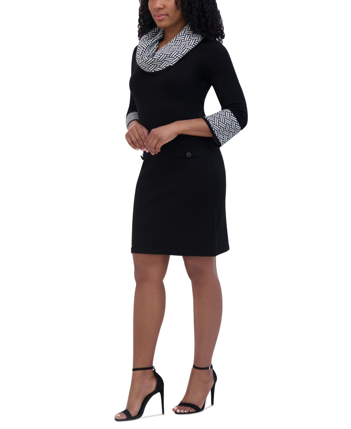 Jessica Howard Womens Cowl-Neck Contrast-Trim Sweater Dress Product Image