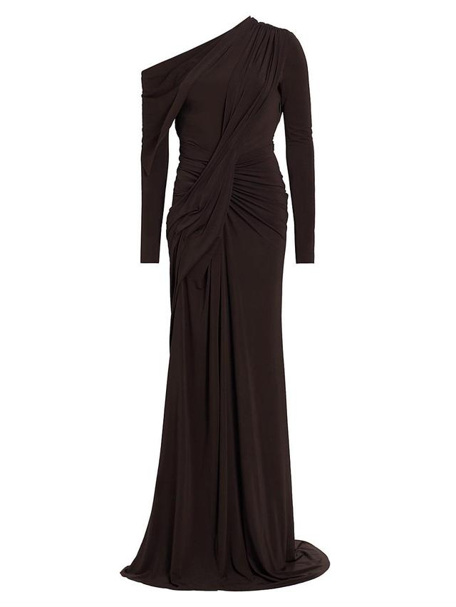 Womens One-Shoulder Draped Gown Product Image