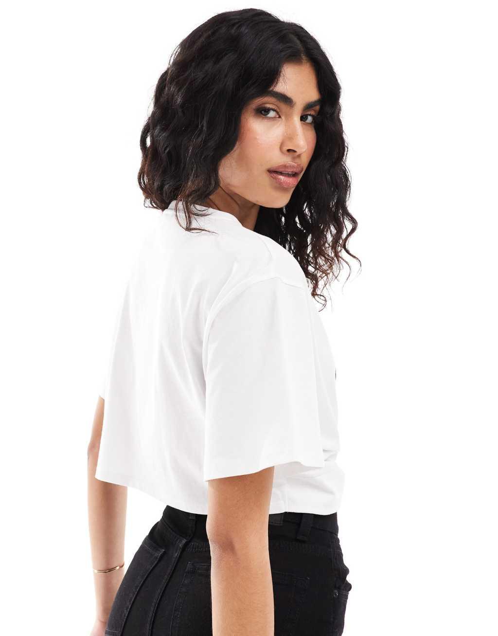 4th & Reckless tie front LA oversized cropped T-shirt in white Product Image