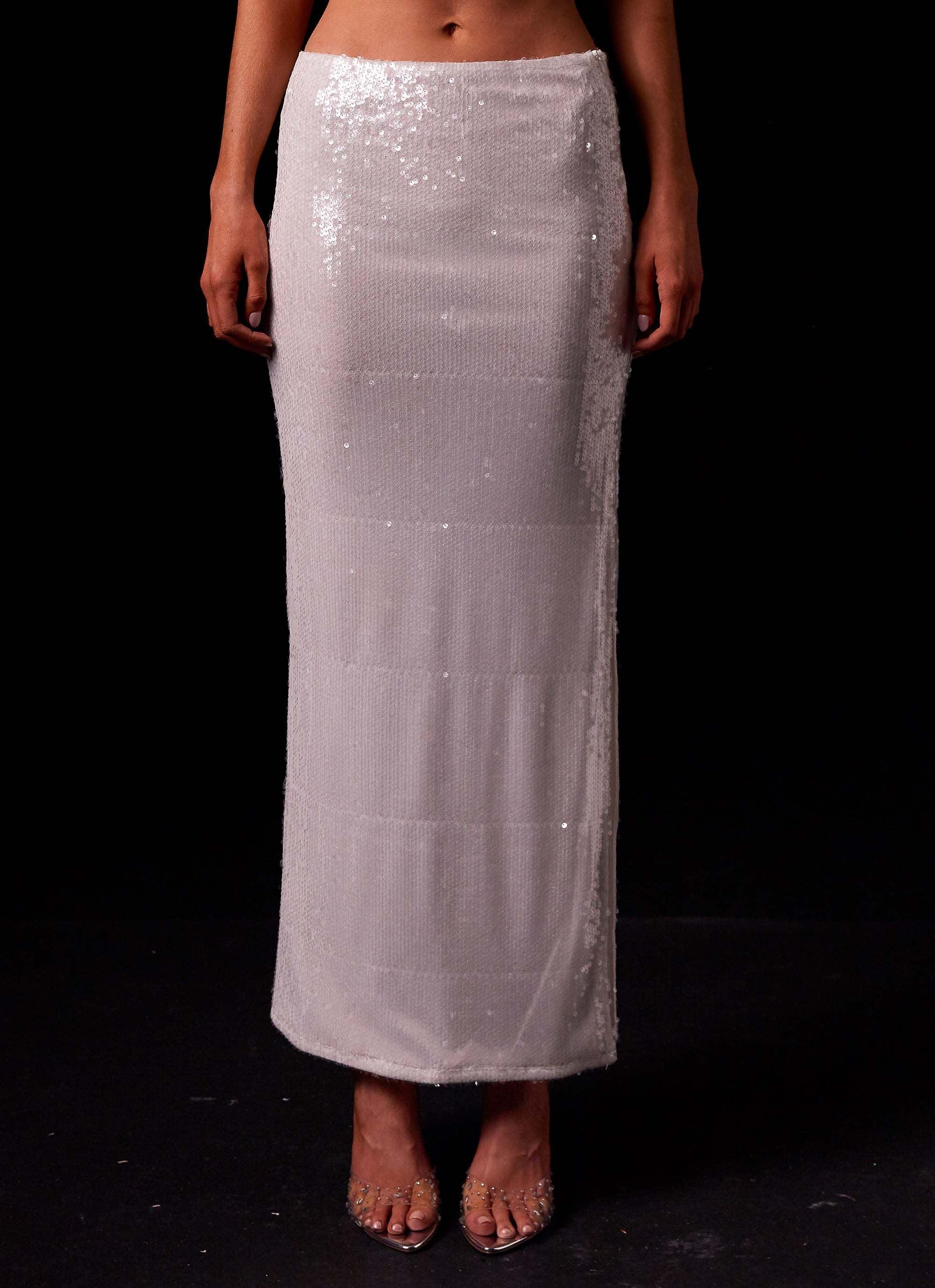 Felicity Sequin Maxi Skirt - Snow Frost Product Image