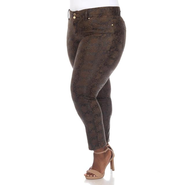 Faux Suede Snake Print Pants - Plus Product Image