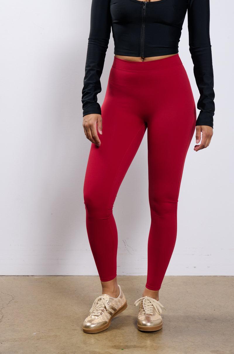 ON THE RUN RUCHED LEGGING IN RED product image