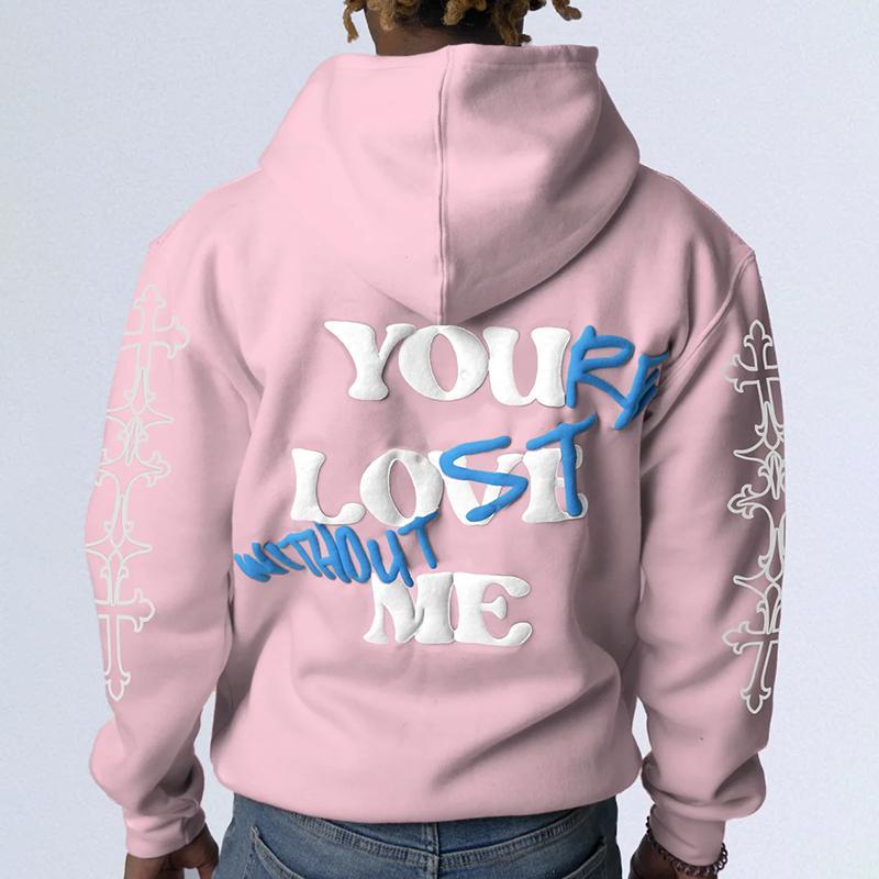 Your Lost Without Me Puff Print Graphic Zip-Up Hoodie Product Image