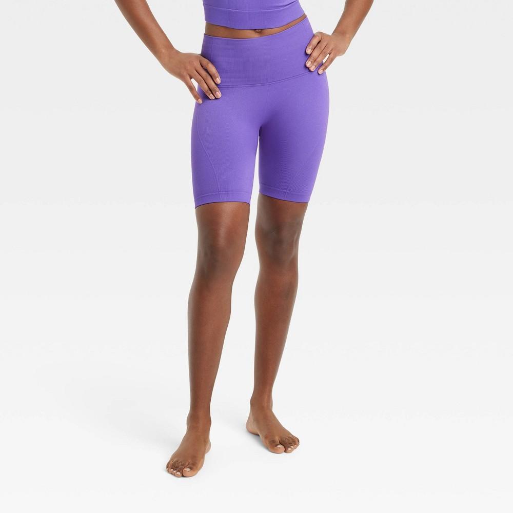 Womens Seamless High-Rise Rib Bike Shorts 6 - All In Motion Purple XXL Product Image