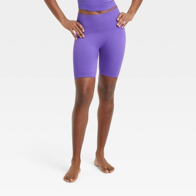 Womens Seamless High-Rise Rib Bike Shorts 6 - All In Motion Purple XXL Product Image