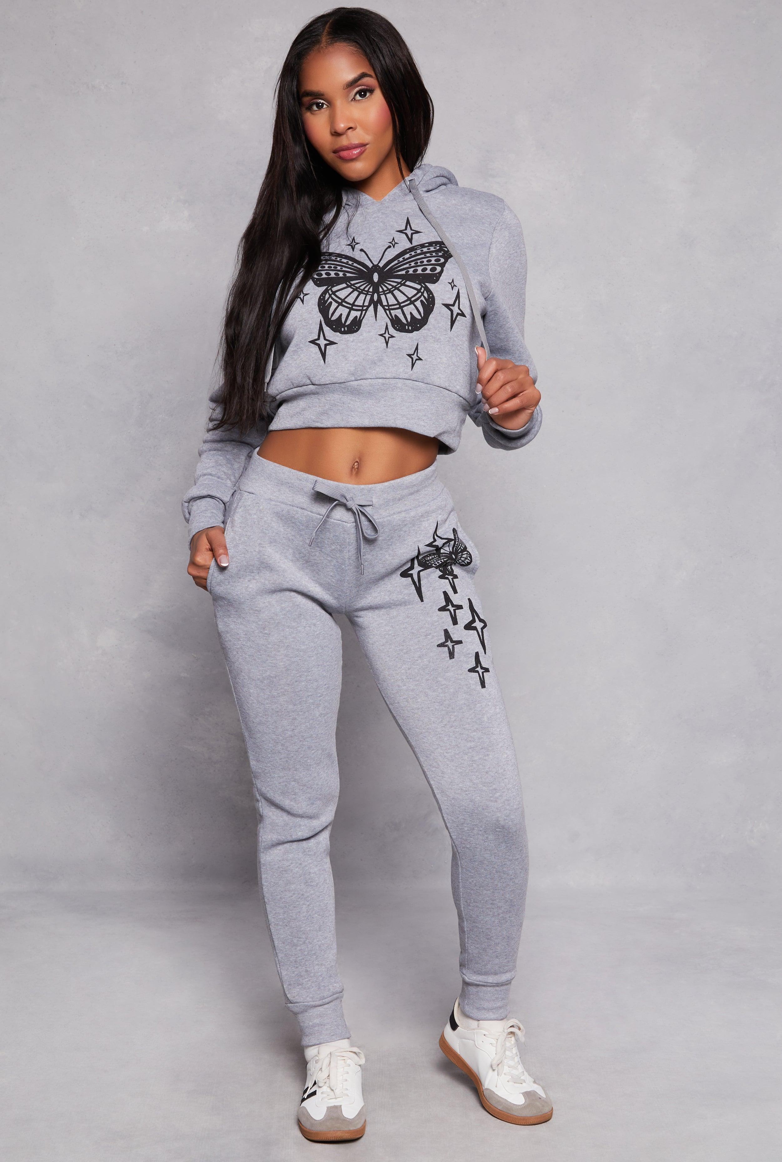 Womens Fleece Butterfly Graphic Joggers product image