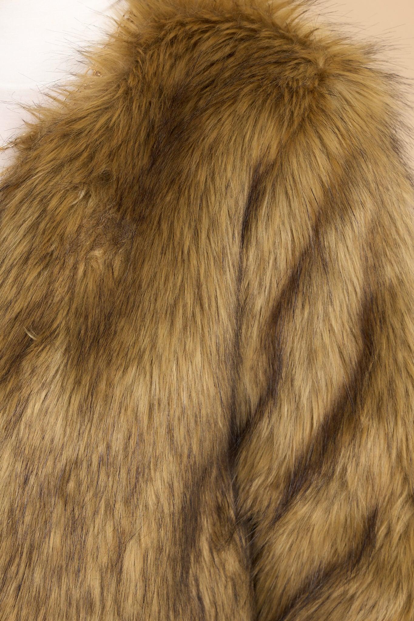 Aura My Heart's Desire Brown Faux Fur Jacket Product Image