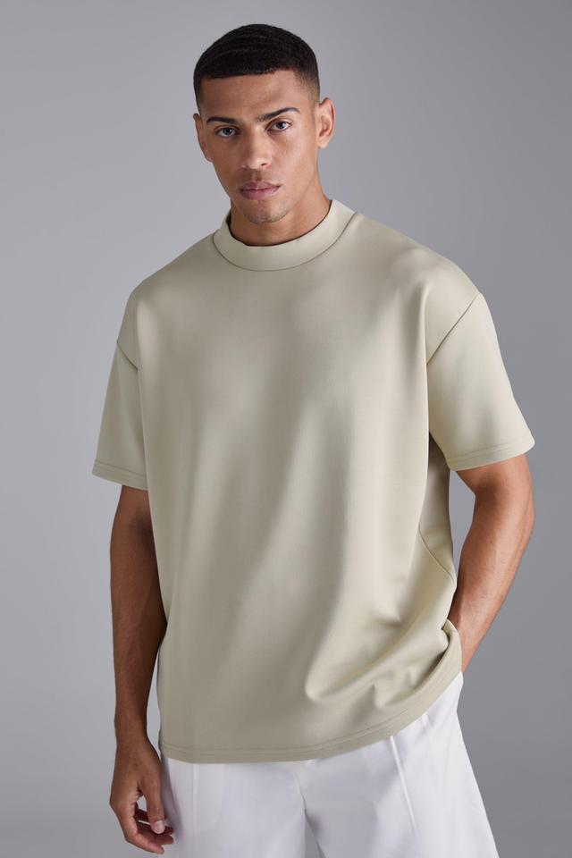 Oversized Extended Neck Scuba T-shirt | boohooMAN USA Product Image