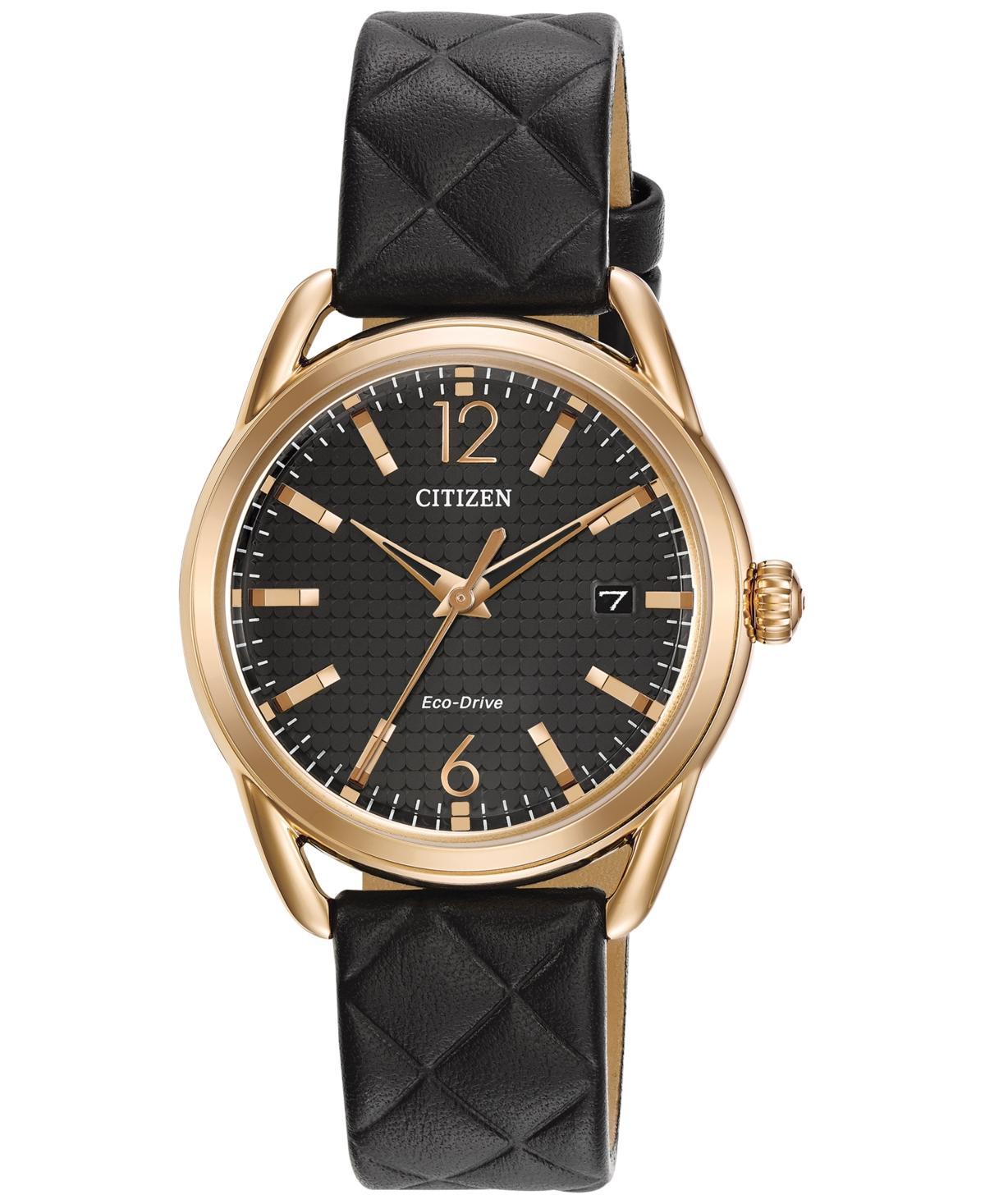 Citizen Drive from Citizen Eco-Drive Womens Black Quilted Leather Strap Watch 34mm FE6083-13E Product Image