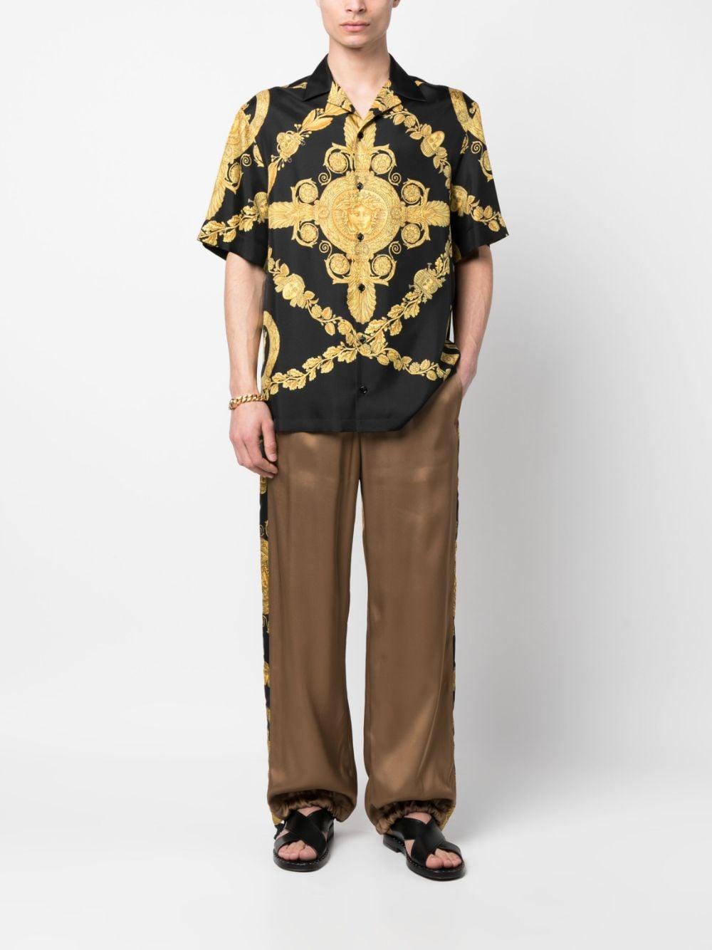 Barocco-print Wide-leg Trousers In Brown Product Image