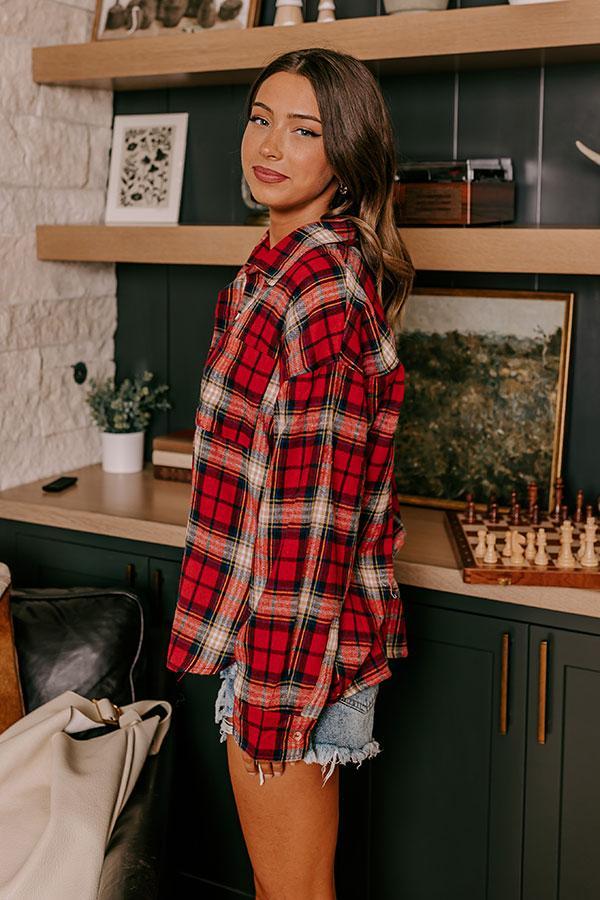 Fireside S'mores Oversized Flannel in Red Product Image