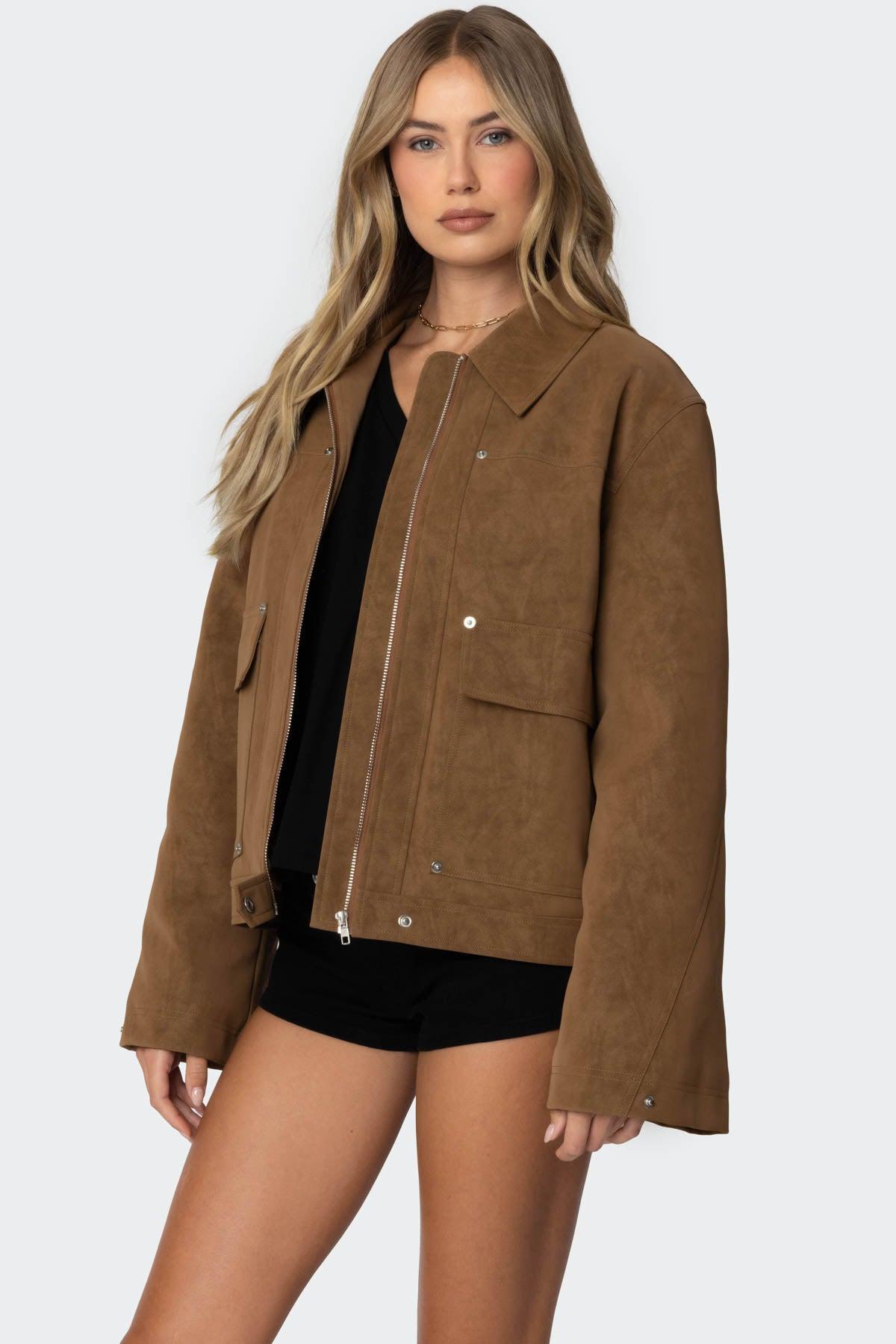 Annabelle Oversized Faux Suede Jacket Product Image