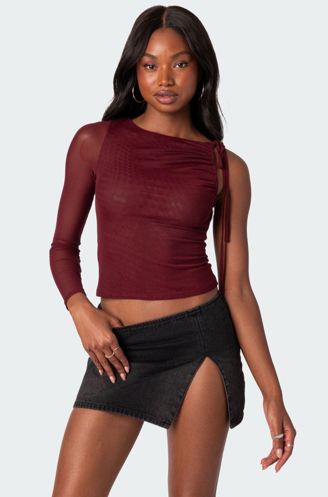 Jupiter One Shoulder Mesh Top Product Image