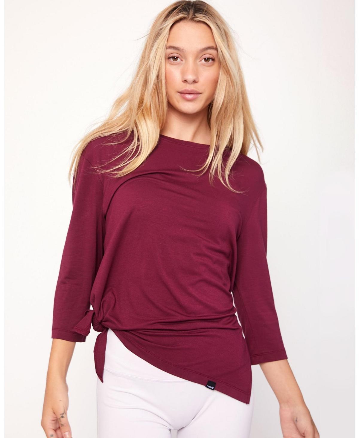 Rebody Active Womens Anen Side Tie 3/4 Sleeve Top for Women Product Image