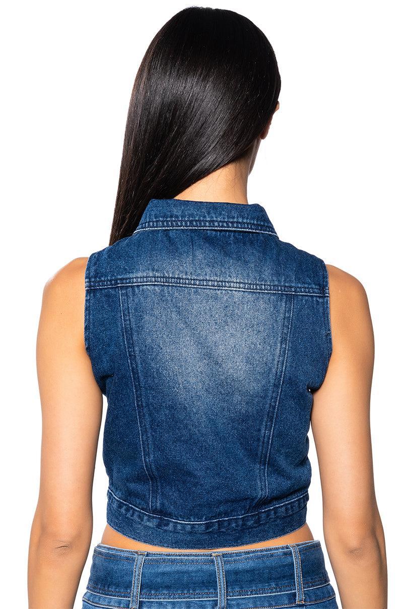 EVERYDAY FITTED DENIM VEST Product Image