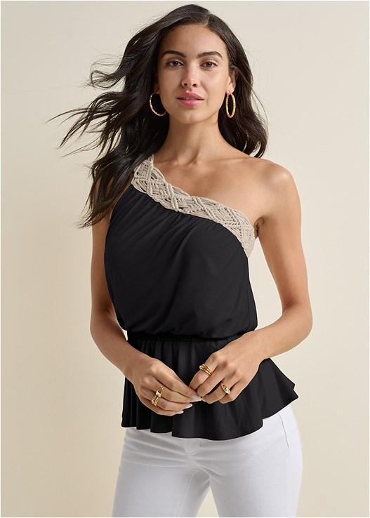 One-Shoulder Macrame Top Product Image