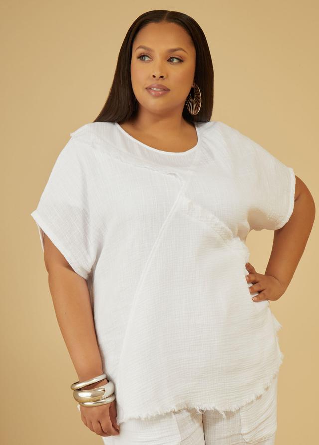 Plus Size Patchwork Cotton Gauze Top, - Ashley Stewart Product Image