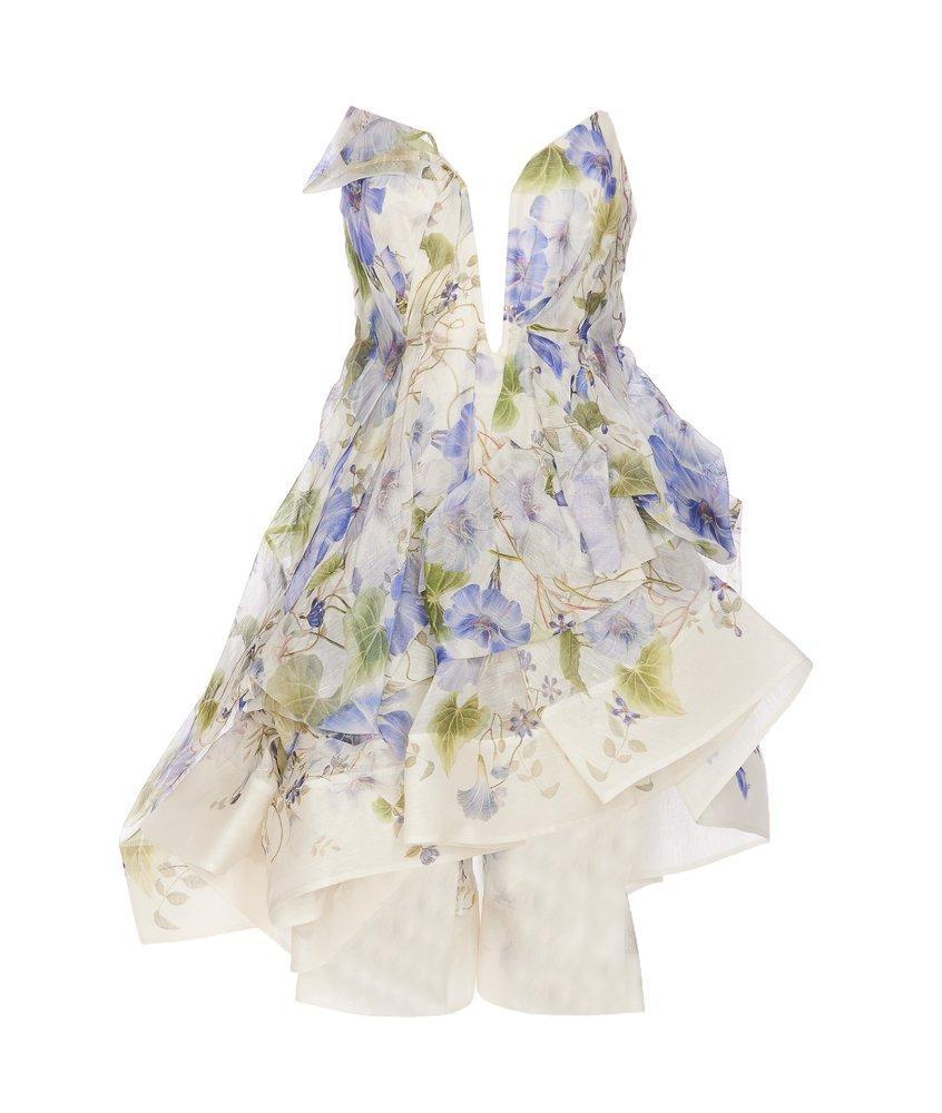 Natura Ruffled Silk Mini Dress In White Product Image