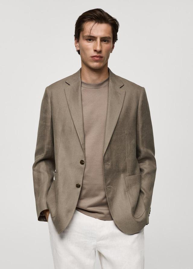 100% linen slim fit blazer - Men | MANGO USA Product Image