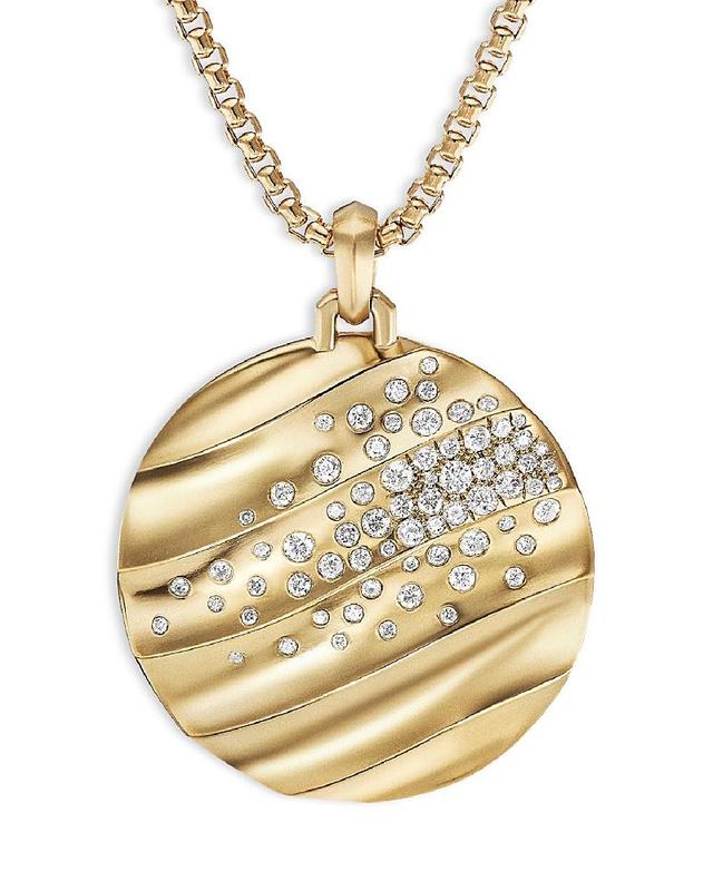 David Yurman Cable Edge Pendant in Recycled 18K Yellow Gold with Pave Diamonds Product Image