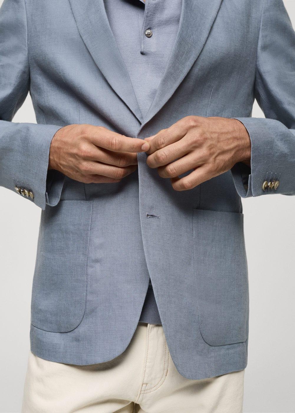 Mango Mens Herringbone Linen Suit Jacket Product Image