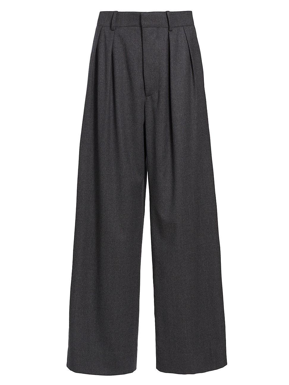 Womens Flannel Wool Low-Rise Trousers Product Image