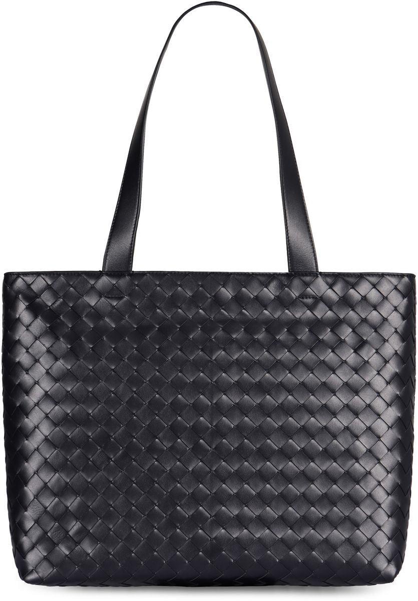 Intrecciato Leather Tote In Black Product Image