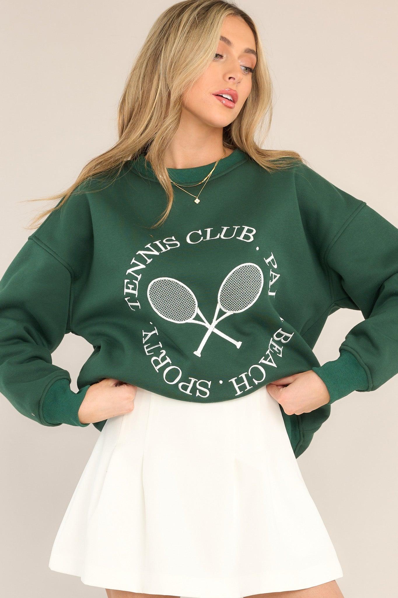 Your Serve Green Tennis Oversized Crewneck Sweatshirt Product Image