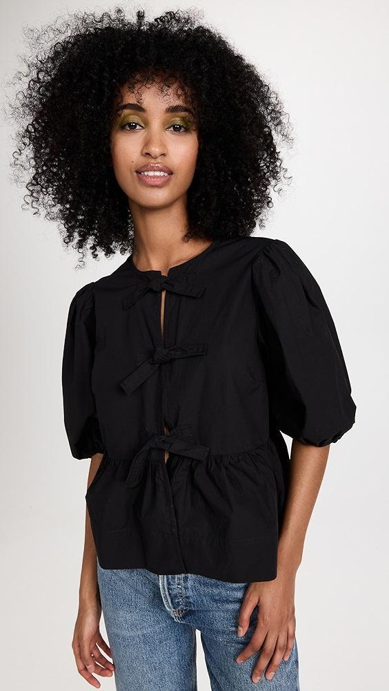 GANNI Cotton Poplin Peplum Blouse | Shopbop Product Image