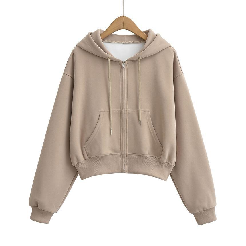 Plain Zip-Up Crop Hoodie product image