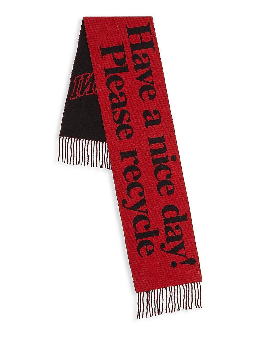 Womens Slogan Wool Fringe Scarf Product Image