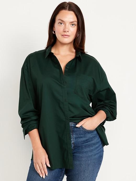 Oversized Button-Down Boyfriend Shirt Product Image