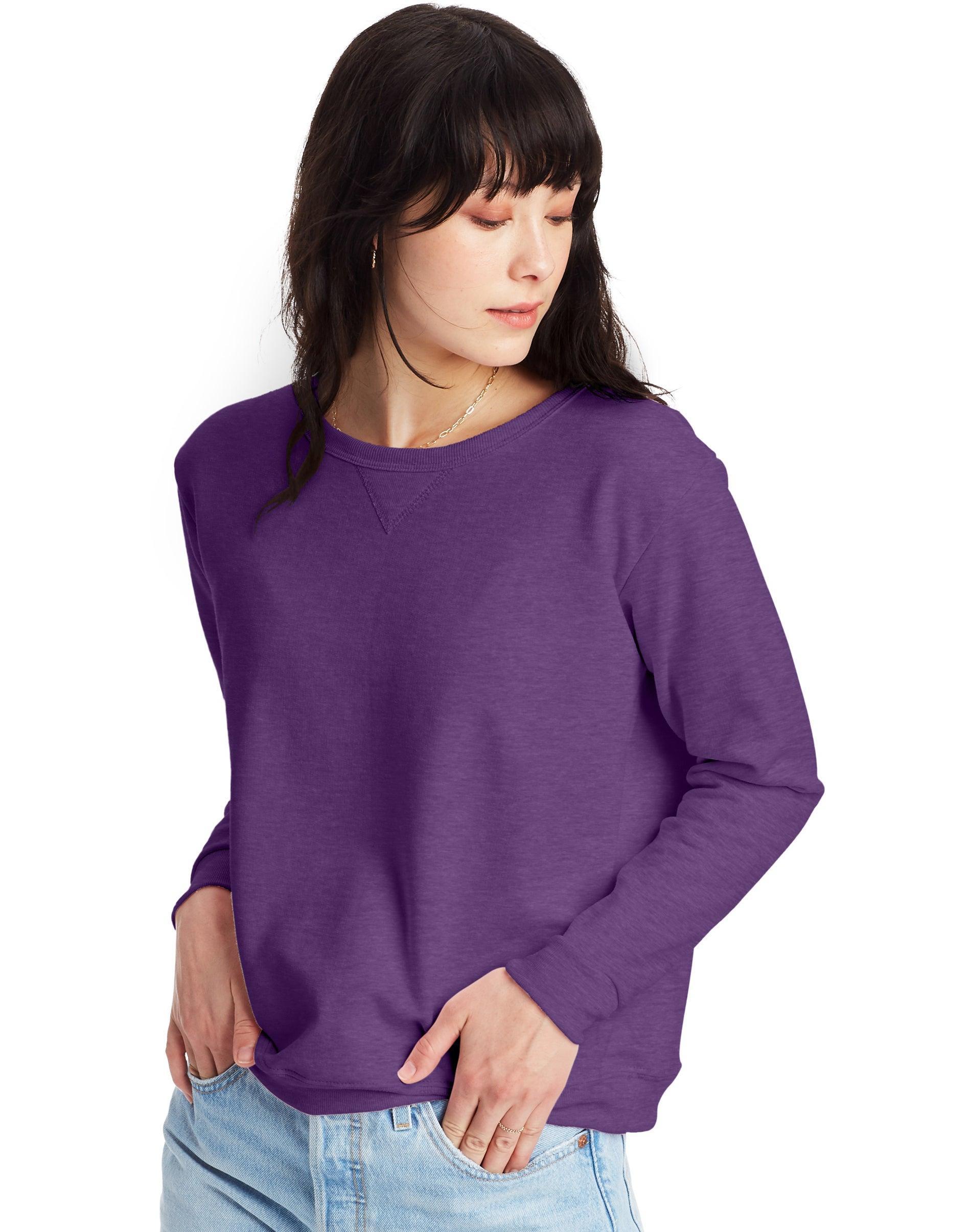 Hanes EcoSmart Womens Fleece Sweatshirt, V-Notch Ebony M Product Image