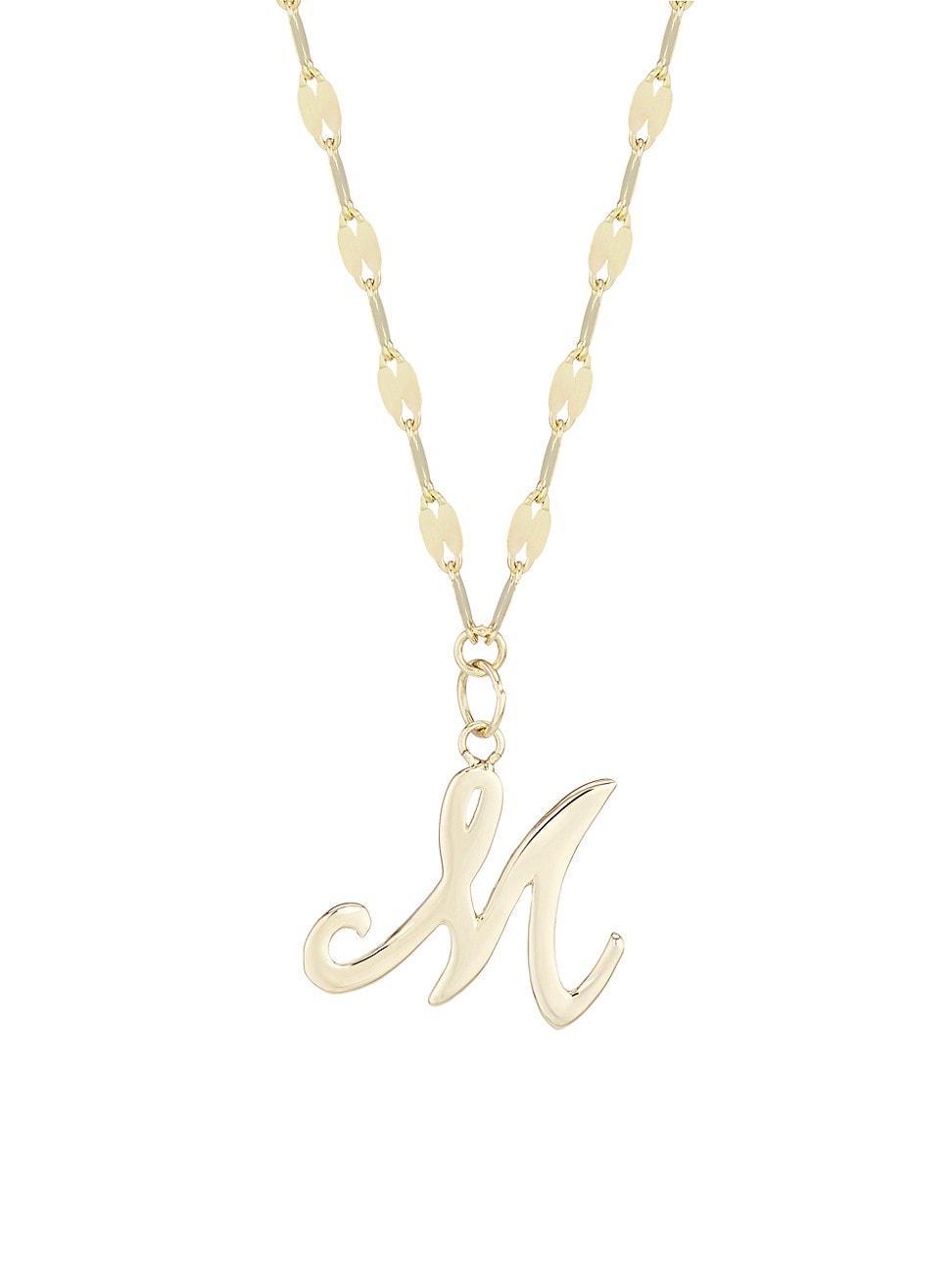 Womens 14K Yellow Gold Cursive Initial Pendant Necklace Product Image