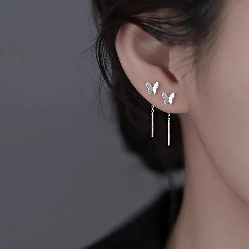 925 Sterling Silver Butterfly Threader Earring Product Image